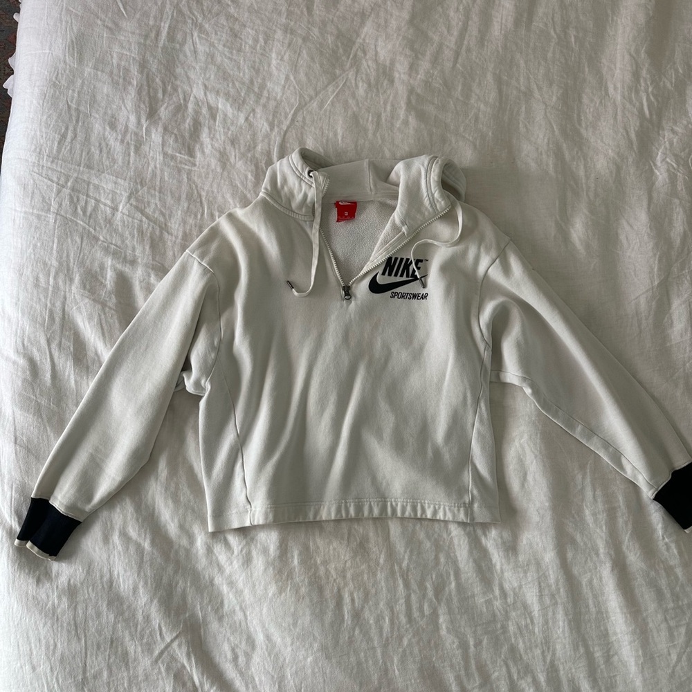 Nike Black & White Half-Zip Cropped Sweatshirt